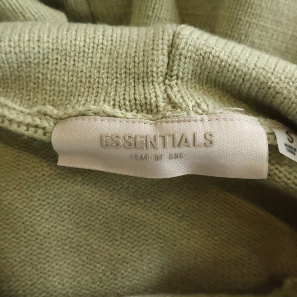 FEAR OF GOD ESSENTIALS(フィアオブゴッド エッセンシャルズ) Logo Knit Hoodie ソリッドスウェットフーディー プルオーバーパーカー カーキ