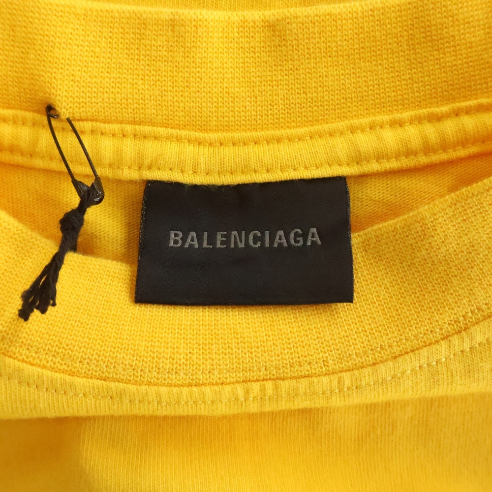 BALENCIAGA(バレンシアガ) 22AW Handwritten Campaign Logo T-Shirt 手書きキャンペーンロゴ ダメージ加工半袖Tシャツ イエロー 641675 TNVE7