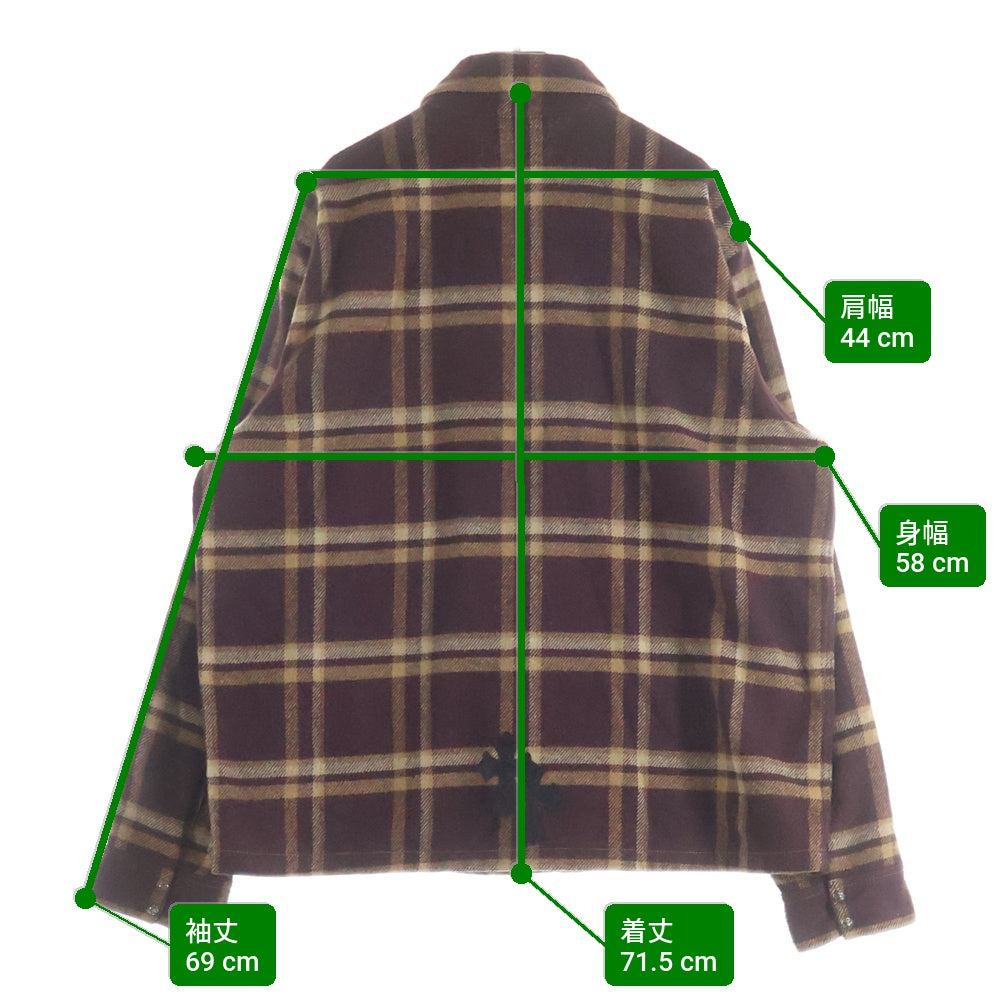 CHROME HEARTS(クロムハーツ) WORK DOG クロスパッチ付き 長袖チェックシャツ ネルシャツ ブラウン