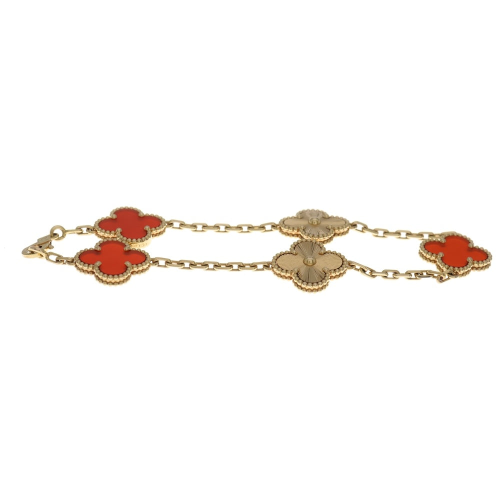 Van Cleef & Arpels(ヴァンクリーフアンドアーペル) K18PG Vintage Alhambra Bracelet Carnelian ヴィンテージアルハンブラ 5モチーフ ブレスレット カーネリアン ローズゴールド VCARP7RP00 レディース