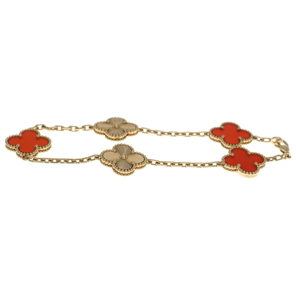 Van Cleef & Arpels(ヴァンクリーフアンドアーペル) K18PG Vintage Alhambra Bracelet Carnelian ヴィンテージアルハンブラ 5モチーフ ブレスレット カーネリアン ローズゴールド VCARP7RP00 レディース