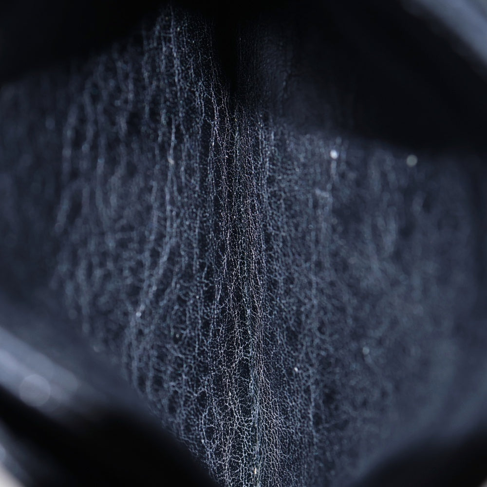 CHROME HEARTS(クロムハーツ) DOUBLE SIDE スクロールラベル レザーカードケース 定期入れ ブラック