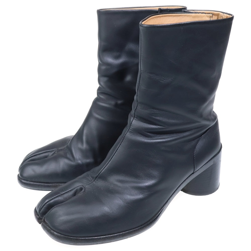 Maison Martin Margiela(メゾンマルタンマルジェラ) Tabi タビ レザー アンクル ヒール ハイカット ショート ブーツ シューズ ブラック S57WU0132