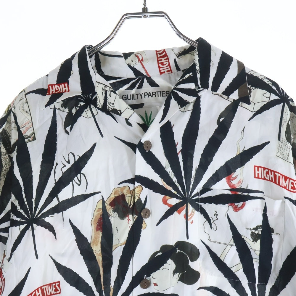 WACKO MARIA(ワコマリア) 24SS HIGH TIMES HAWAIIAN SHIRT マリファナ&百鬼夜行図浮世絵 半袖シャツ ホワイト