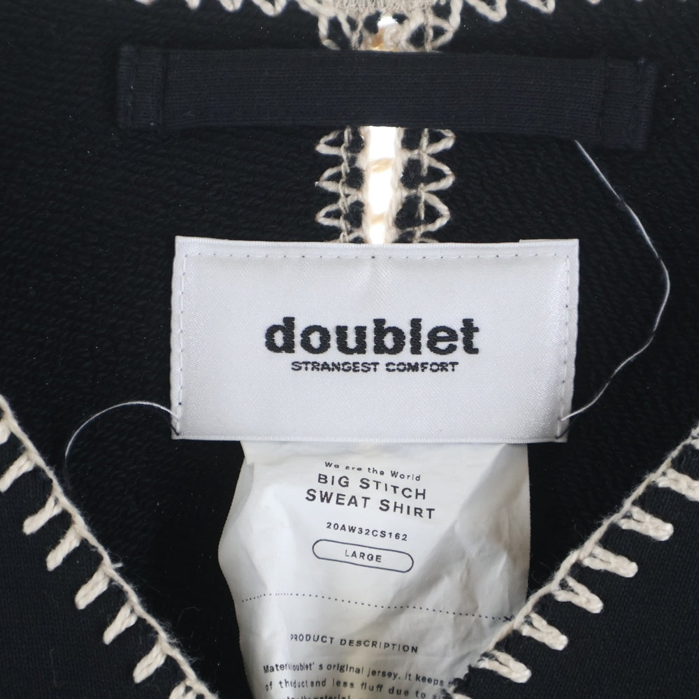 doublet(ダブレット) Big Stitch Sweat Shirt ビッグステッチ スウェットシャツ ブラック 20AW32CS162