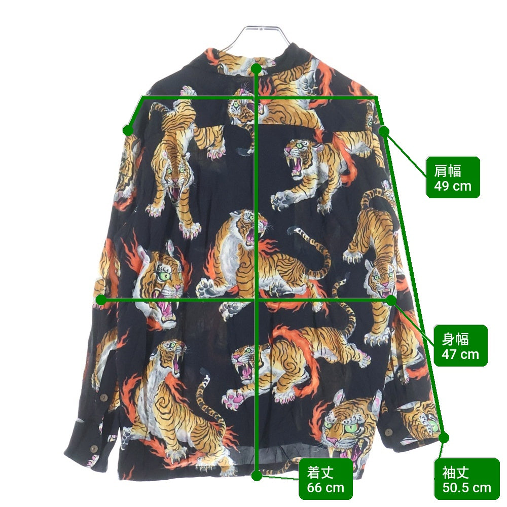 WACKO MARIA(ワコマリア) 21SS TIMLEHI HAWAIIAN SHIRTS ティムリーハイ ハワイアン長袖シャツ 虎柄 ブラック
