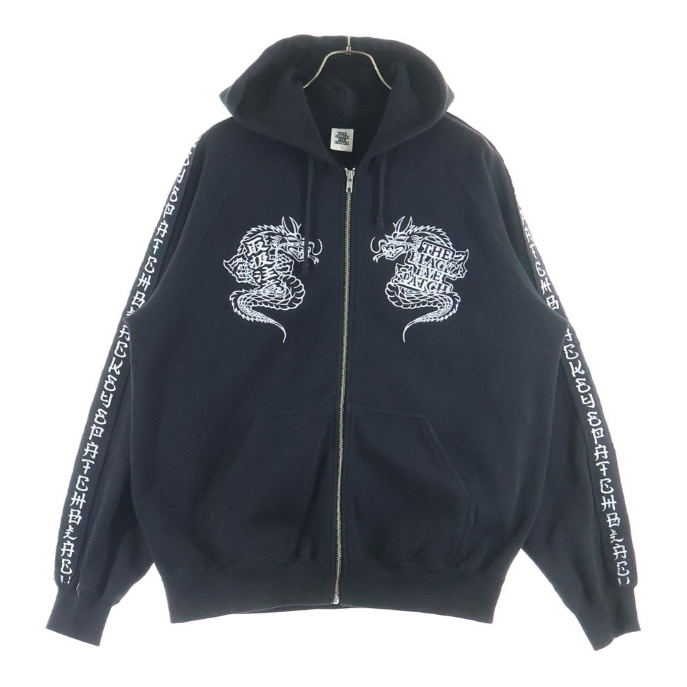 THE BLACK EYE PATCH(ブラックアイパッチ) 24SS KANJI TAPED DRAGON ZIP HOODIE ドラゴン刺繍 ジップアップスウェットパーカー フーディー ブラック