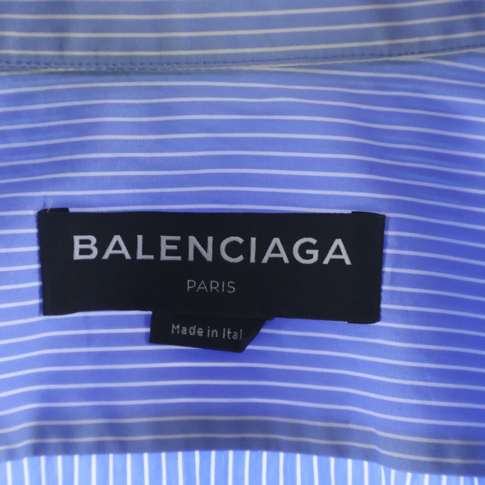 BALENCIAGA(バレンシアガ) 17AW Stlipe Over size Shirt ストライプ オーバーサイズ 長袖シャツ ブルー 485971 TWB05