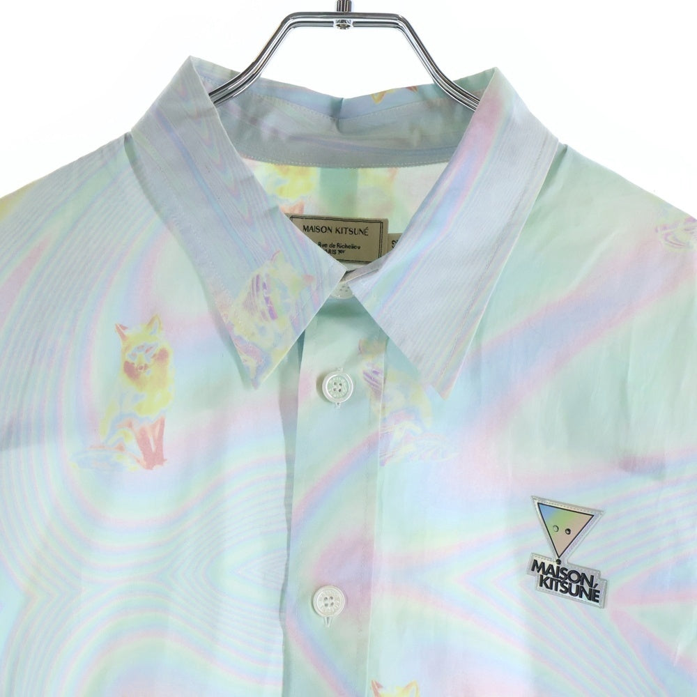 MAISON KITSUNE(メゾンキツネ) 20SS Multicolor Hologram Fox Print Casual Shirt マルチカラーホログラムフォックスプリント長袖シャツ マルチ EM00416WC4009