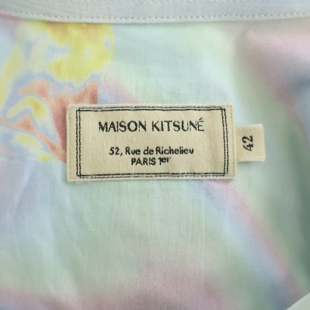 MAISON KITSUNE(メゾンキツネ) 20SS Multicolor Hologram Fox Print Casual Shirt マルチカラーホログラムフォックスプリント長袖シャツ マルチ EM00416WC4009
