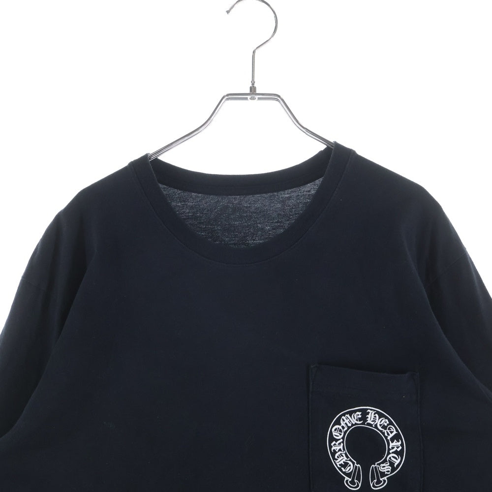 CHROME HEARTS(クロムハーツ) FLRL CRS HORSESHOE L/S バックホースシュー 袖フローラル ロングスリーブカットソー 長袖Tシャツ ブラック