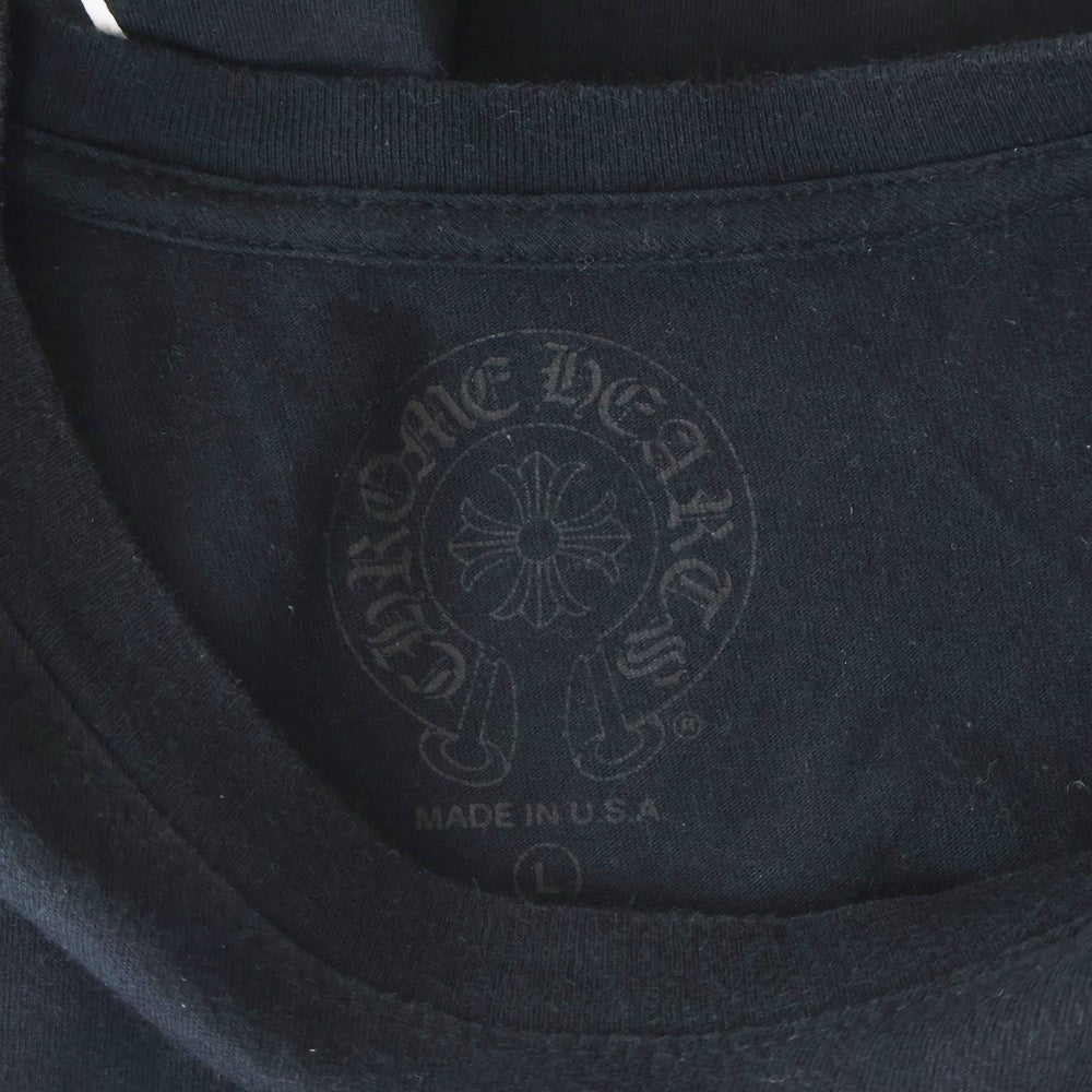 CHROME HEARTS(クロムハーツ) FLRL CRS HORSESHOE L/S バックホースシュー 袖フローラル ロングスリーブカットソー 長袖Tシャツ ブラック