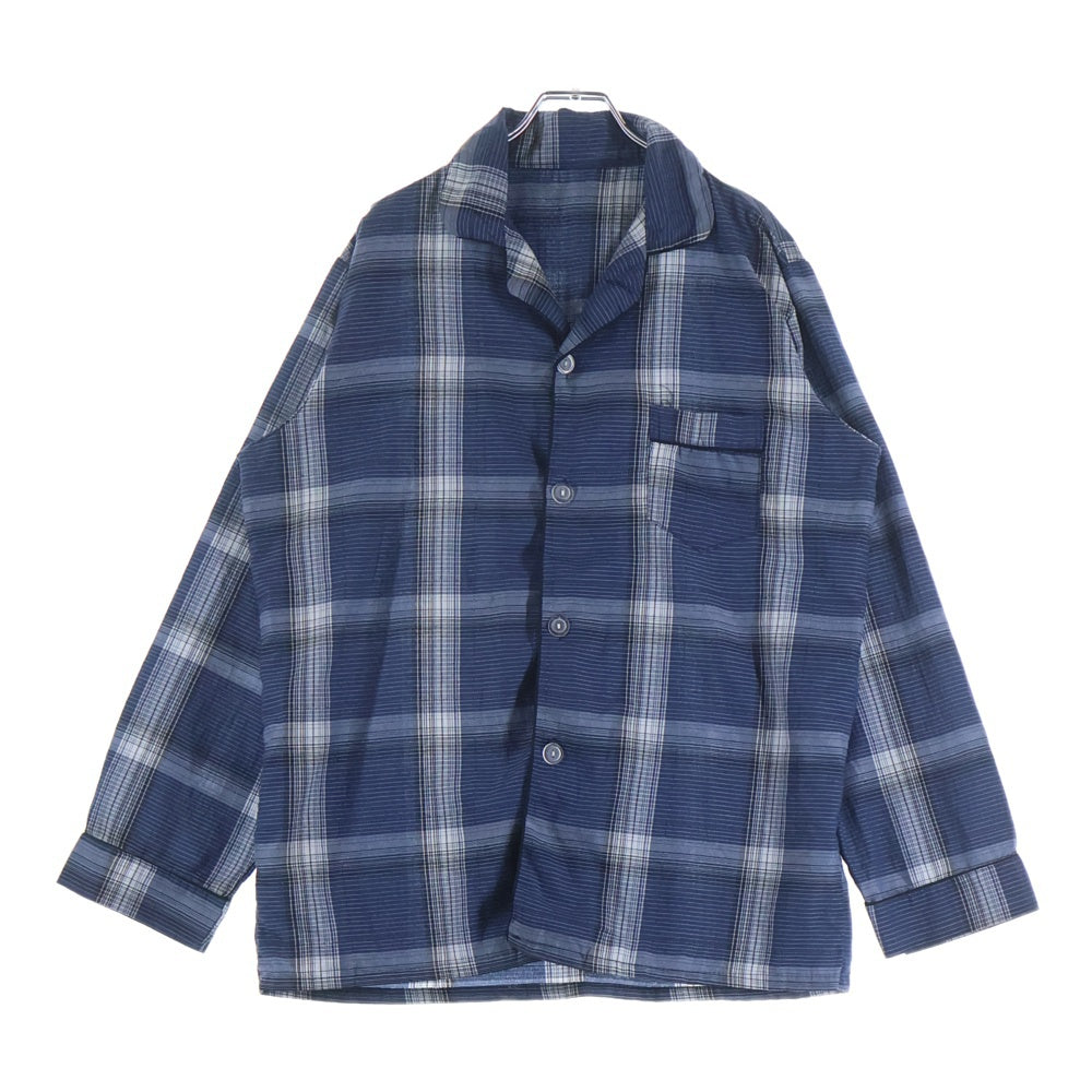 VINTAGE(ヴィンテージ) 60s Opencollar plaid shirt オープンカラー チェック 長袖シャツ ブルー
