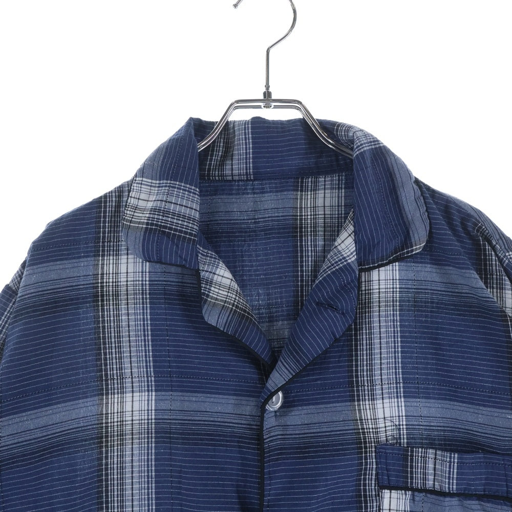 VINTAGE(ヴィンテージ) 60s Opencollar plaid shirt オープンカラー チェック 長袖シャツ ブルー