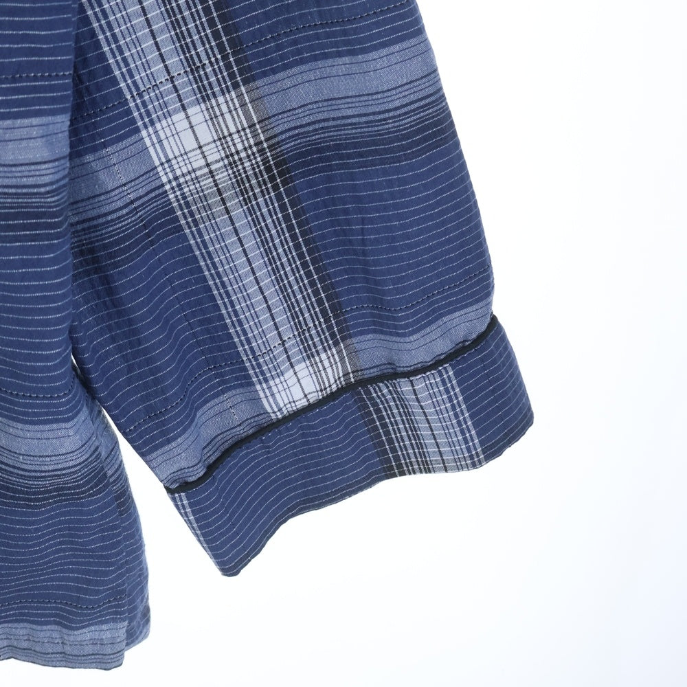 VINTAGE(ヴィンテージ) 60s Opencollar plaid shirt オープンカラー チェック 長袖シャツ ブルー