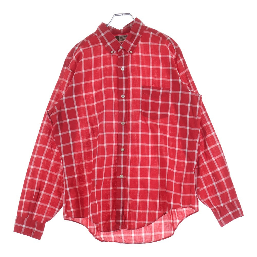 VINTAGE(ヴィンテージ) 60s Golden Awarrd ゴールデンアワード Opencollar plaid shirt オープンカラー チェック 長袖シャツ レッド