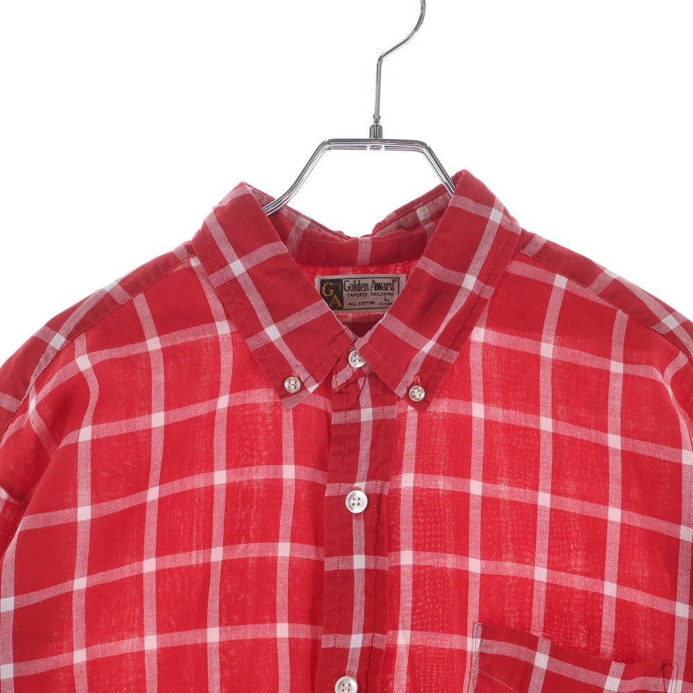 VINTAGE(ヴィンテージ) 60s Golden Awarrd ゴールデンアワード Opencollar plaid shirt オープンカラー チェック 長袖シャツ レッド