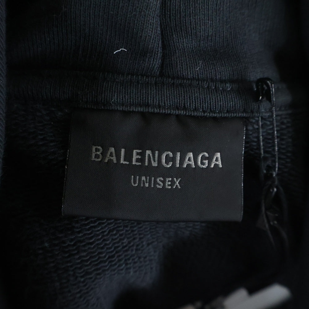 BALENCIAGA(バレンシアガ) 25SS Optical hoodie Large Fit Hoodie オプティカルアート ラージ フィットフーディー パーカー ブラック 803265 TRVU7