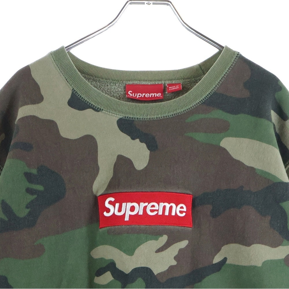 SUPREME(シュプリーム) 15AW Box Logo Crewneck ボックスロゴ カモ総柄 クルーネックスウェットトレーナー カーキ