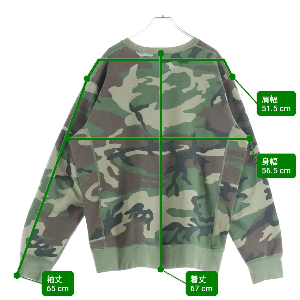 SUPREME(シュプリーム) 15AW Box Logo Crewneck ボックスロゴ カモ総柄 クルーネックスウェットトレーナー カーキ