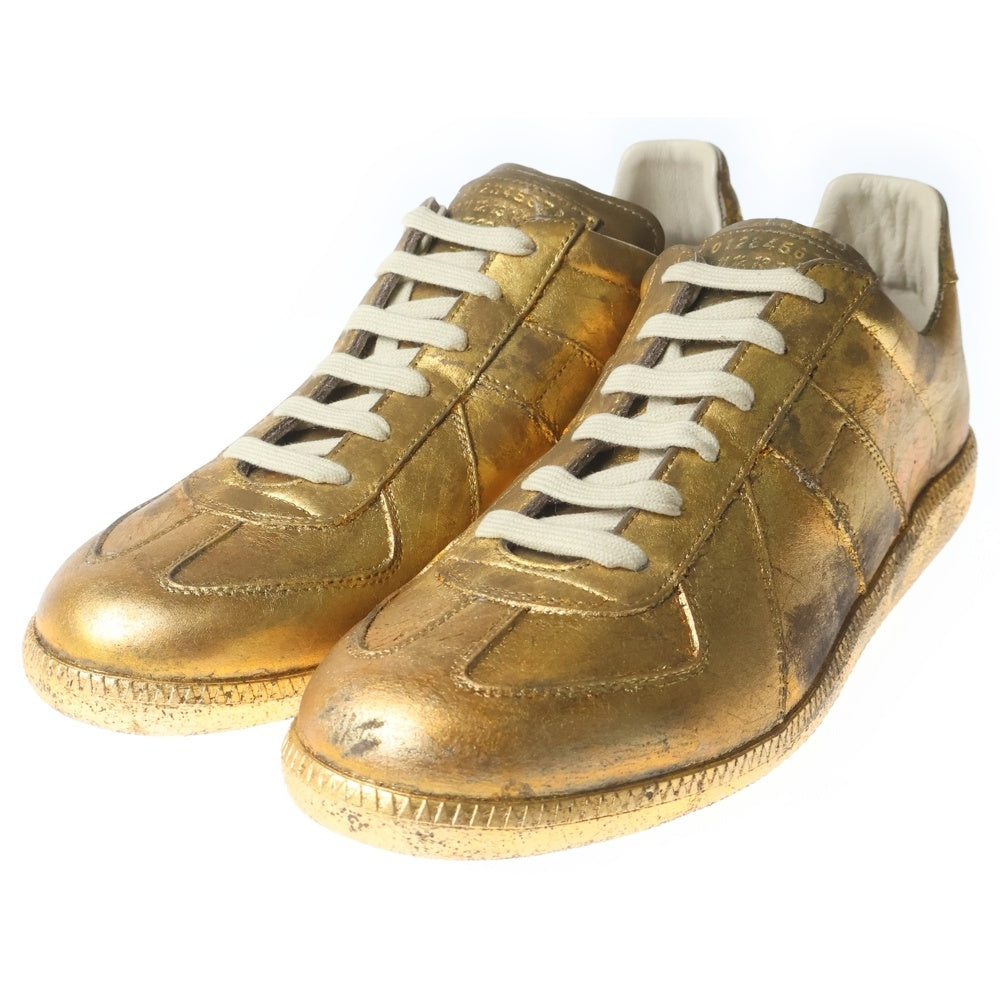 Maison Margiela(メゾンマルジェラ) 70's REPLICA Sneakers レプリカ メタリックペイント ジャーマントレーナー レザーローカットスニーカー ゴールド