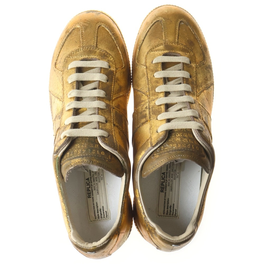 Maison Margiela(メゾンマルジェラ) 70's REPLICA Sneakers レプリカ メタリックペイント ジャーマントレーナー レザーローカットスニーカー ゴールド