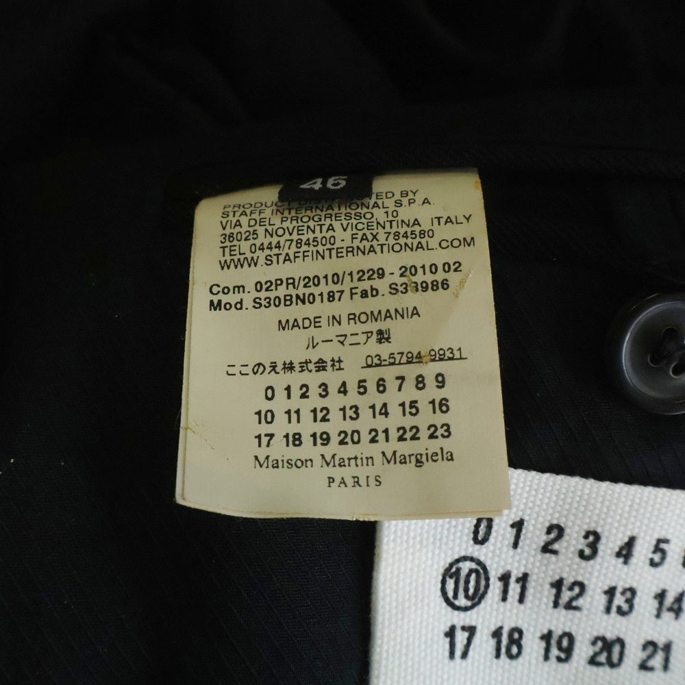 Maison Margiela(メゾンマルジェラ) 10AW ここのえ期 Wool Tailored Jacket 2B ウールテーラードジャケット ブラック S30BN0187