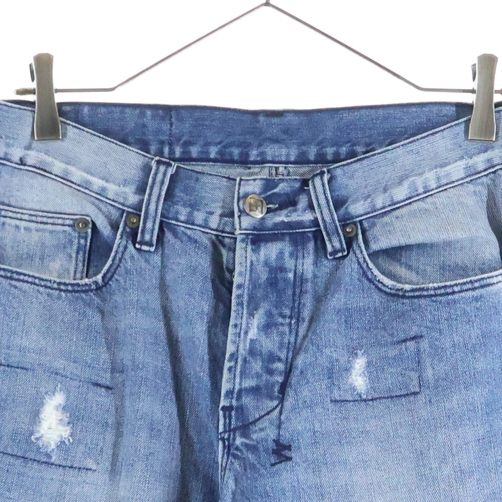 KSUBI(スビ) ボタンフライ ダメージ加工 スキニーデニムパンツ インディゴ