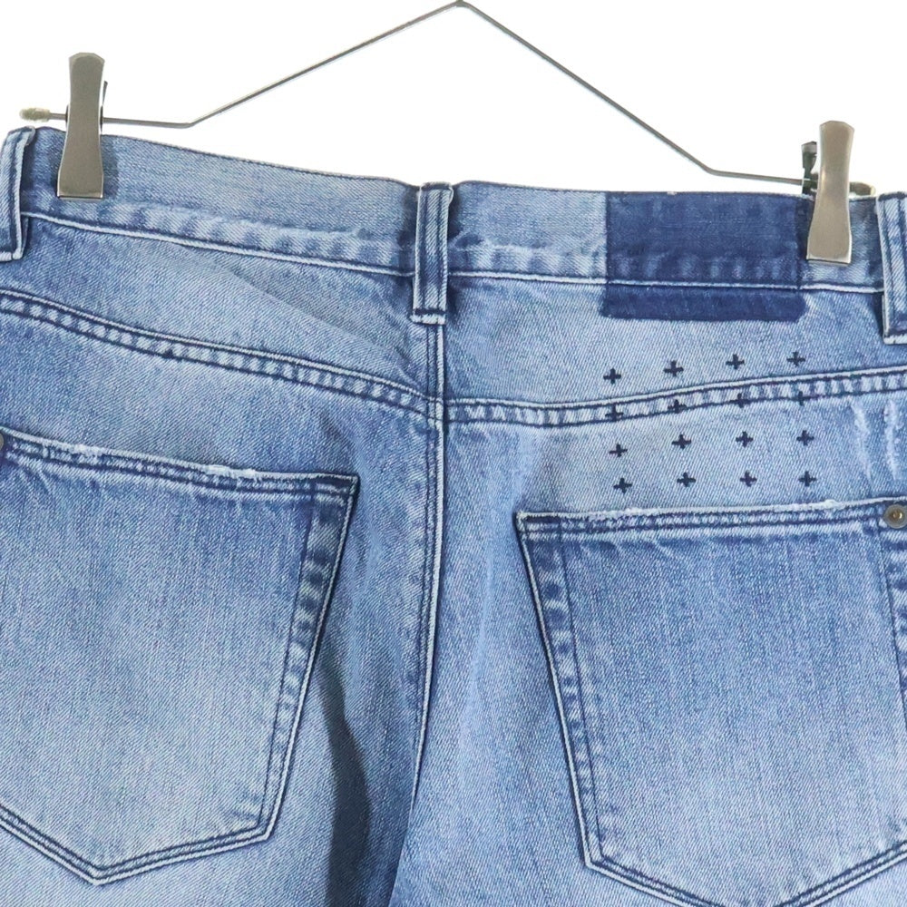 KSUBI(スビ) ボタンフライ ダメージ加工 スキニーデニムパンツ インディゴ