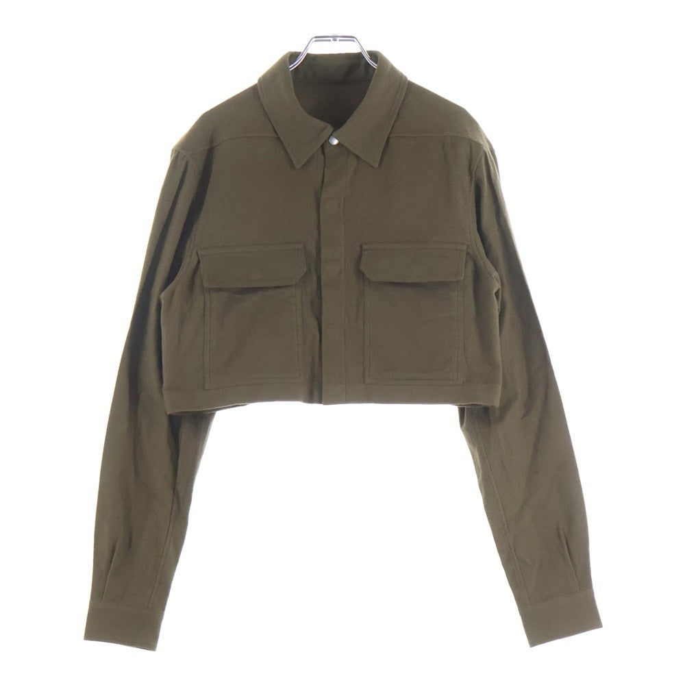 Rick Owens(リックオウエンス) CROPPED OUTERSHIRT クロップド アウターシャツ 長袖シャツジャケット ブラウン RP02D3245-FL