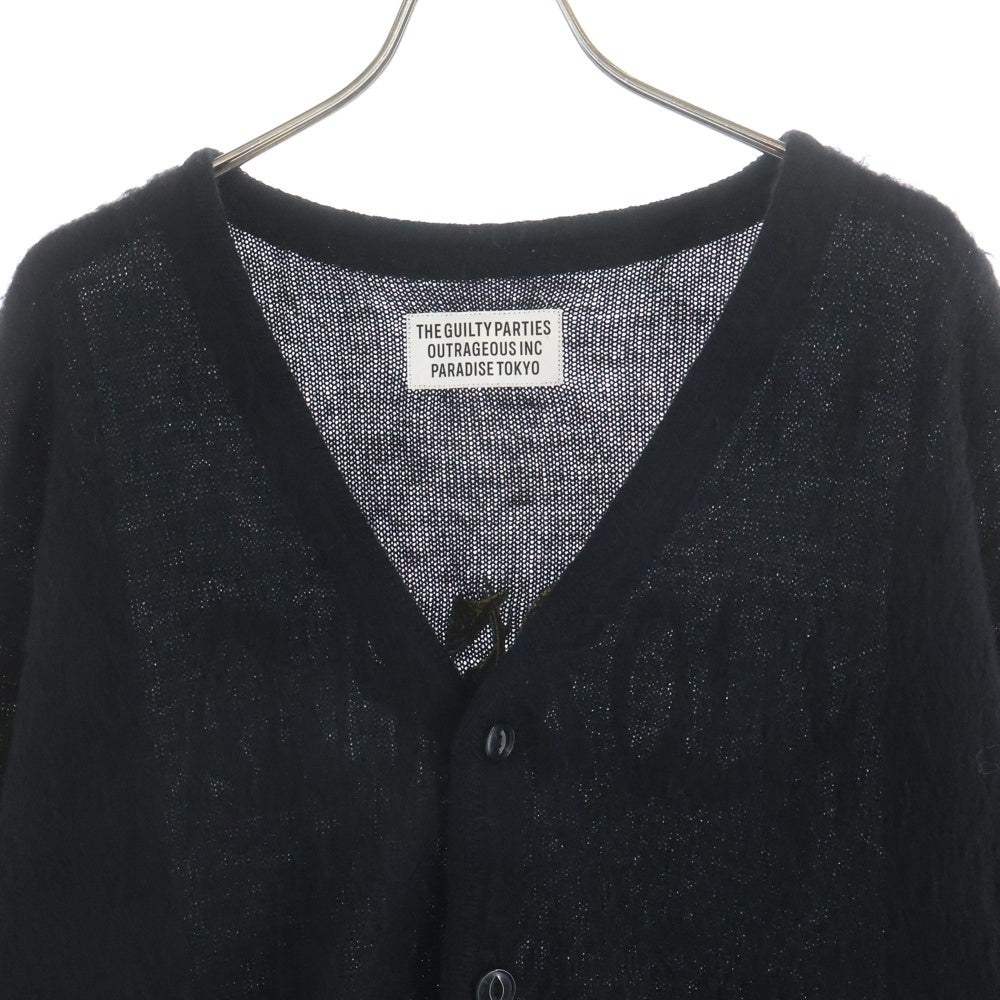 WACKO MARIA(ワコマリア) HIJO DE PUTA MOHAIR KNIT CARDIGAN バックロゴ刺繍 モヘヤニットカーディガン ブラック