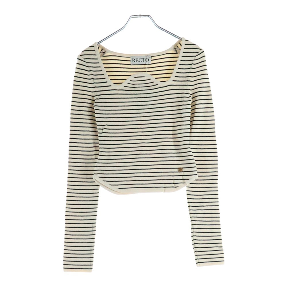 RECTO(レクト) Signature Neck Monaco Stripe Knit シグネチャー ネック モナコ ストライプ 長袖ニット アイボリー レディース RCWK23SKTP01A