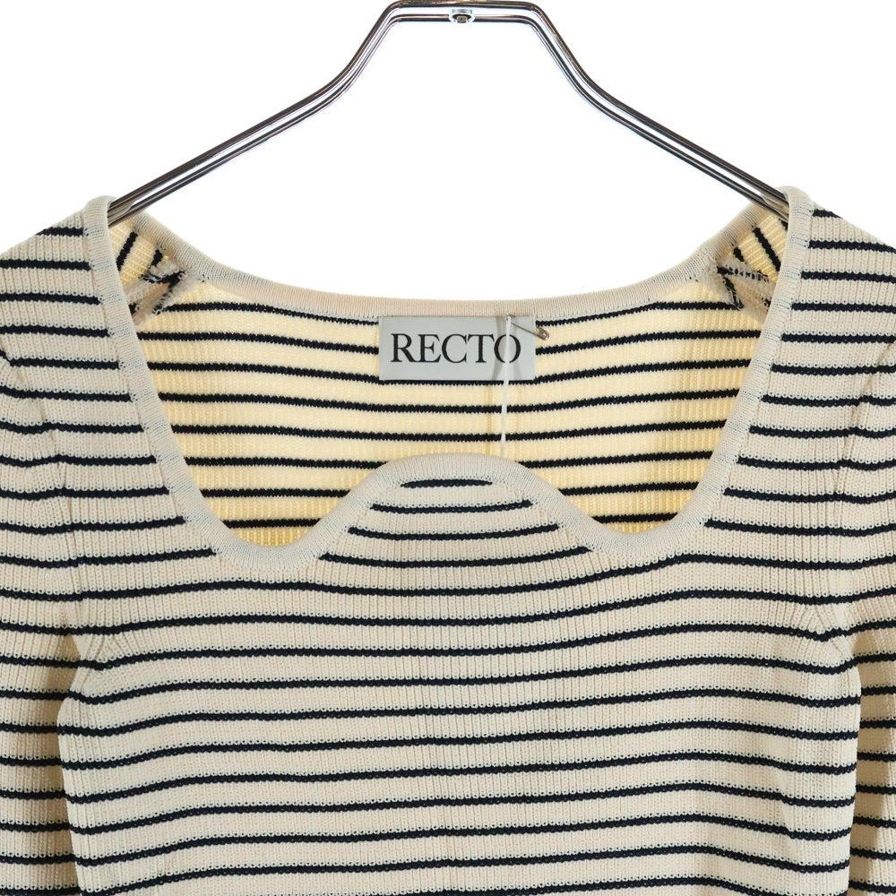 RECTO(レクト) Signature Neck Monaco Stripe Knit シグネチャー ネック モナコ ストライプ 長袖ニット アイボリー レディース RCWK23SKTP01A