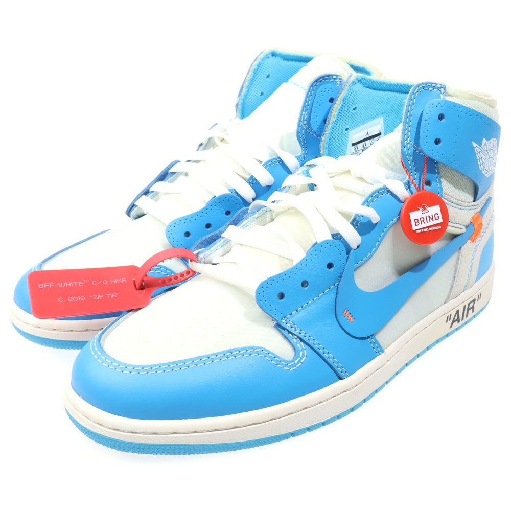 NIKE(ナイキ) ×OFF-WHITE AIR JORDAN 1 POWDER BLUE UNC オフホワイト エアジョーダン1 パウダーブルー ハイカットスニーカー ブルー US10/28cm AQ0818-148