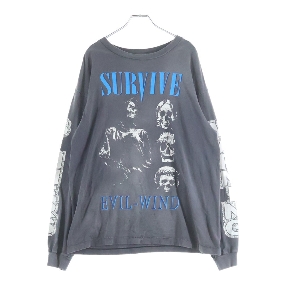 SAINT MICHAEL(セントマイケル) 23AW SURVIVE L/S TEE サバイブ クルーネック 長袖カットソー Tシャツ グレー SM-A23-0000-006