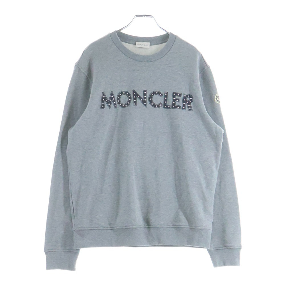 MONCLER(モンクレール) 22SS スタッズロゴ プリント クルーネック プルオーバースウェット トレーナー ブラック H10918G00013 809KR