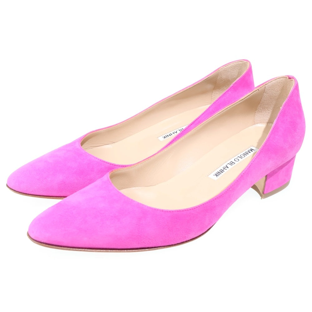 MANOLO BLAHNIK(マノロブラニク) スエード ポインテッドトゥ ヒール パンプス ピンク レディース 665-32WLSTSUE030