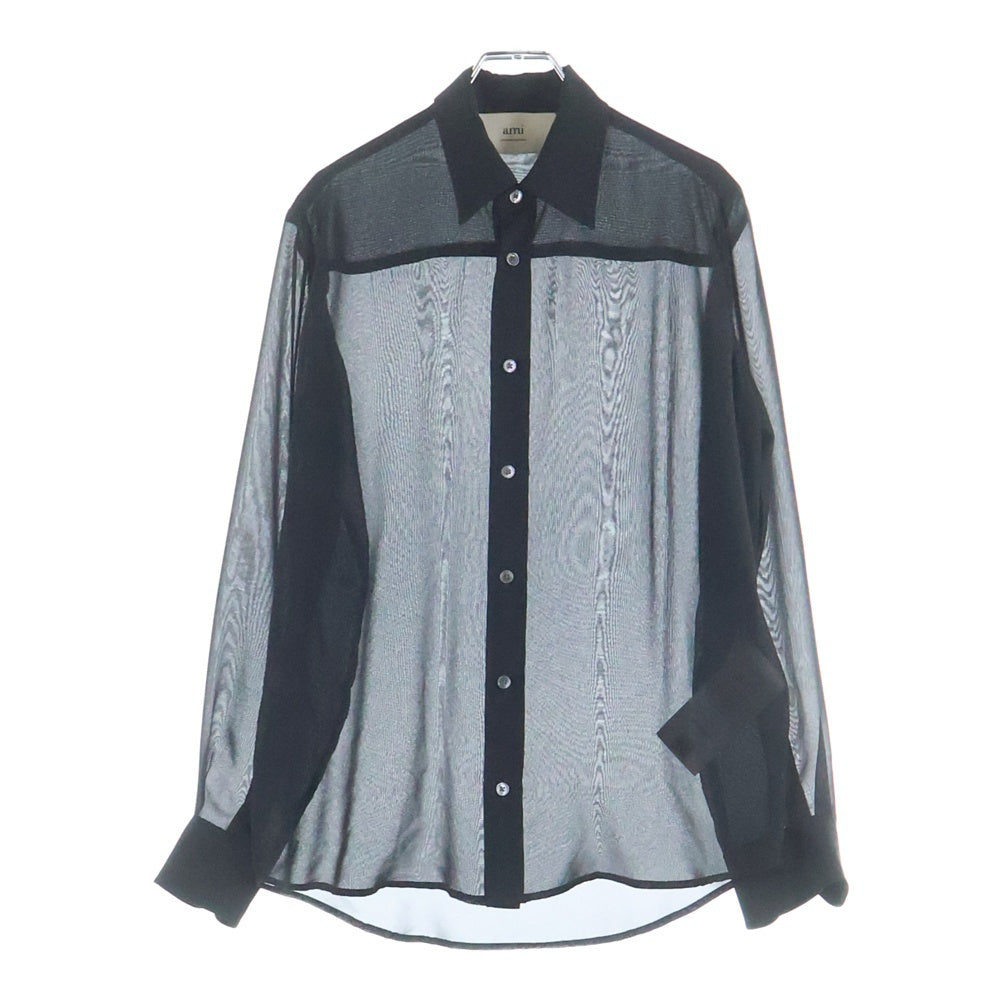 AMI Alexandre Mattiussi(アミアレクサンドルマテュッシ) LONG SLEEVED SHIRTS ロングスリーブ シースルー 長袖シャツ ブラック HSH071