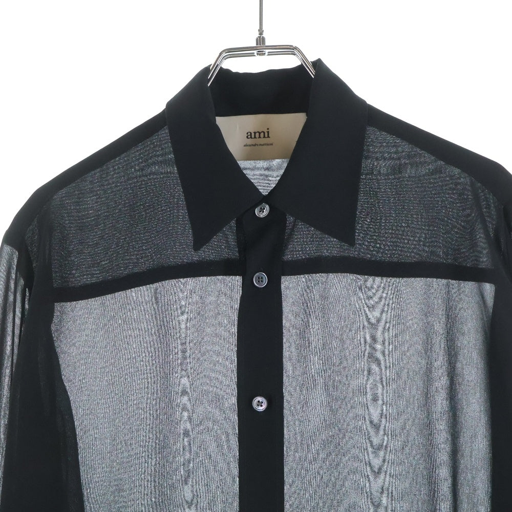 AMI Alexandre Mattiussi(アミアレクサンドルマテュッシ) LONG SLEEVED SHIRTS ロングスリーブ シースルー 長袖シャツ ブラック HSH071