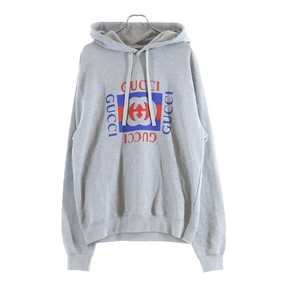 GUCCI(グッチ) Hoodie ロゴプリント プルオーバースウェットパーカー フーディー グレー 788086 XJGKR