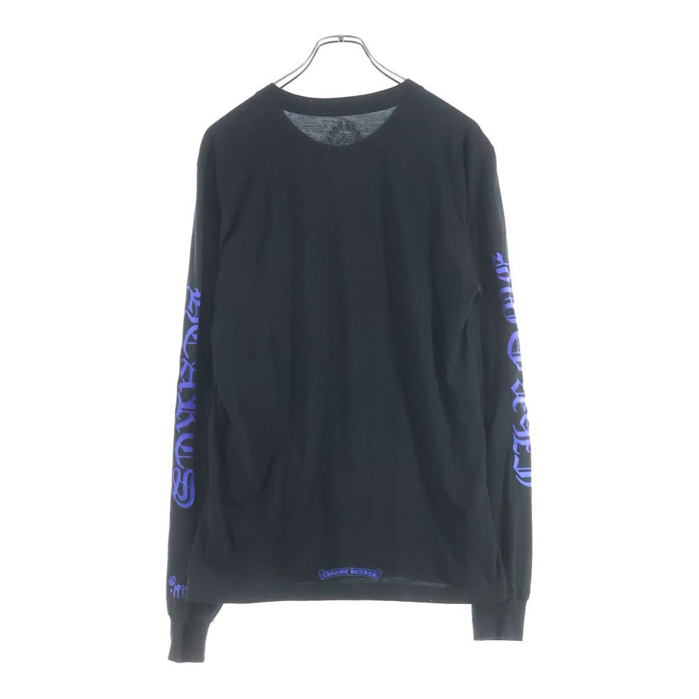CHROME HEARTS(クロムハーツ) CH L/S T-SHIRT ネックロゴ アームプリント 長袖Tシャツ ロンT ブラック/ブルー