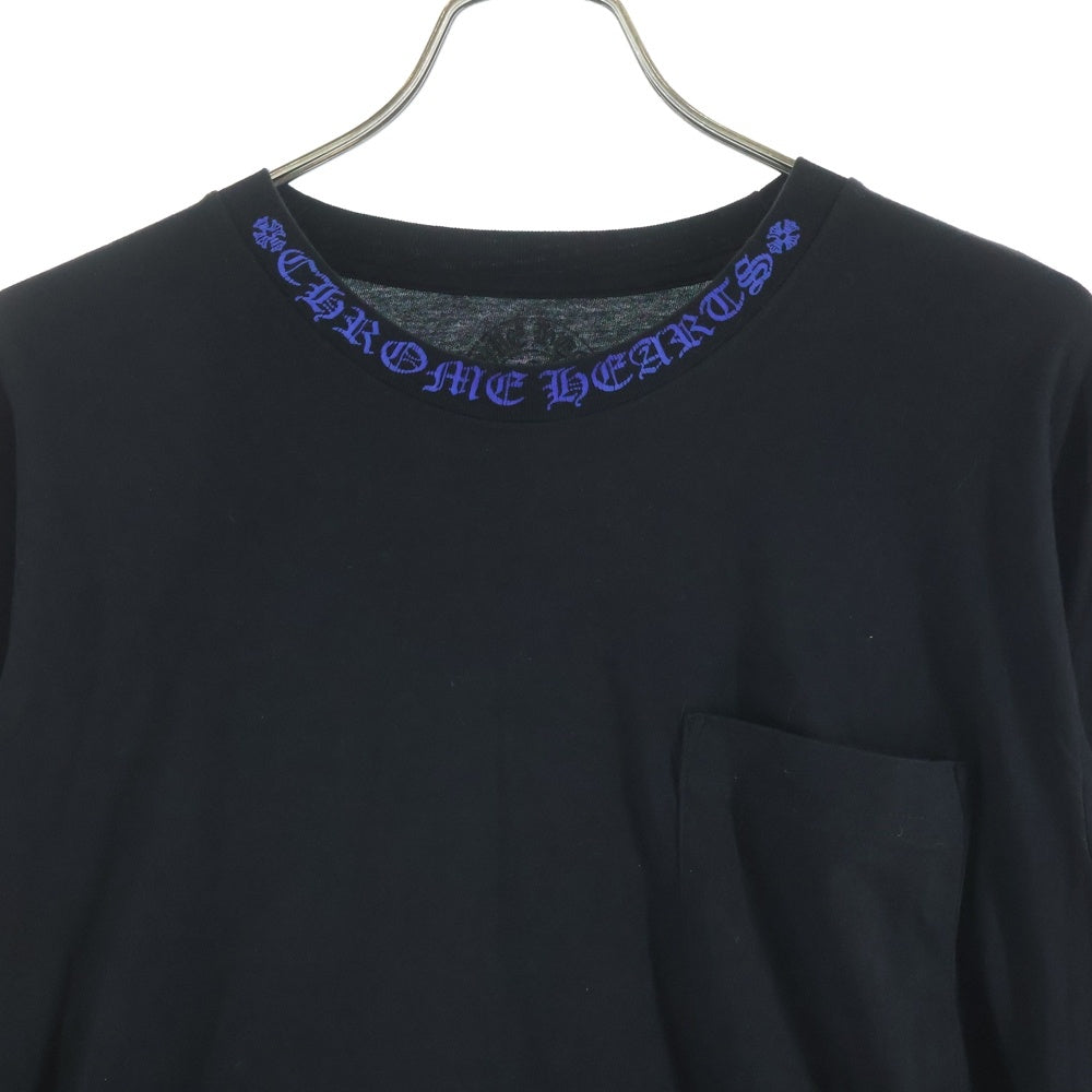 CHROME HEARTS(クロムハーツ) CH L/S T-SHIRT ネックロゴ アームプリント 長袖Tシャツ ロンT ブラック/ブルー