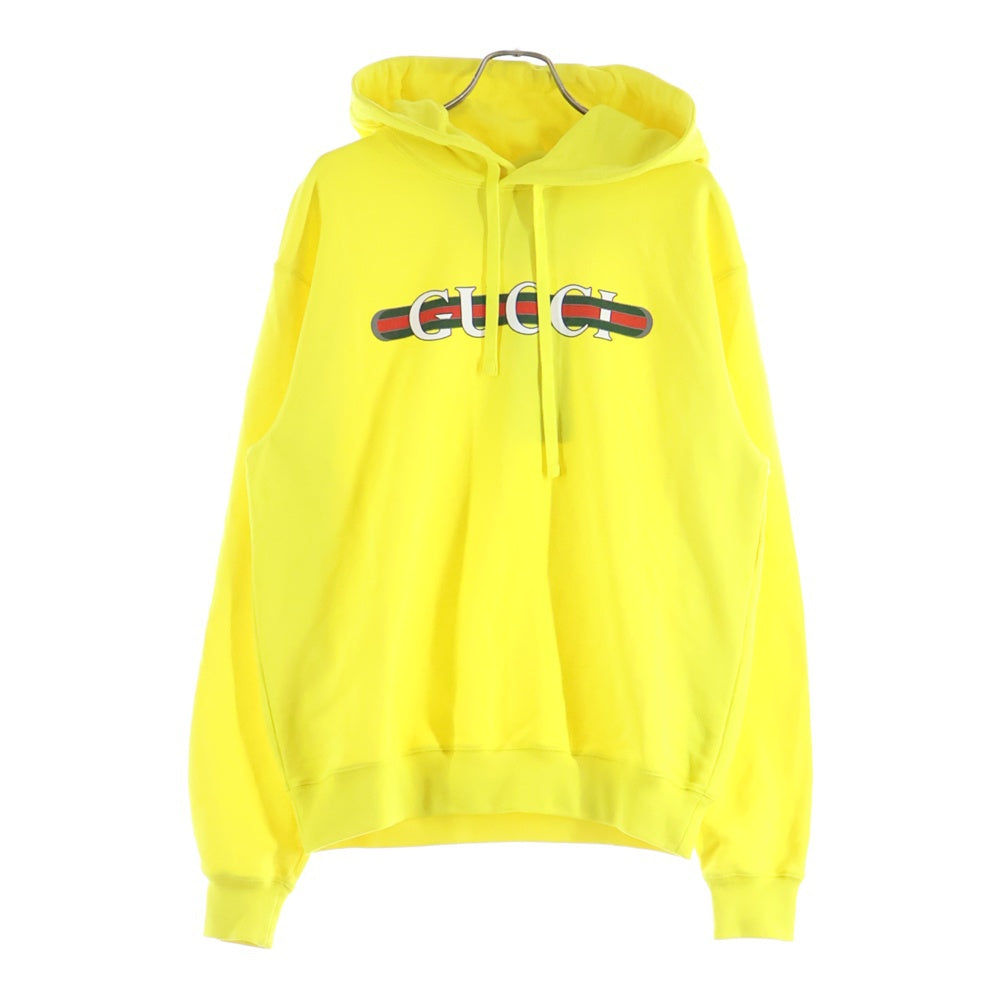 GUCCI(グッチ) Hoodie ロゴプリント プルオーバースウェットパーカー フーディー イエロー 788086 XJGKR