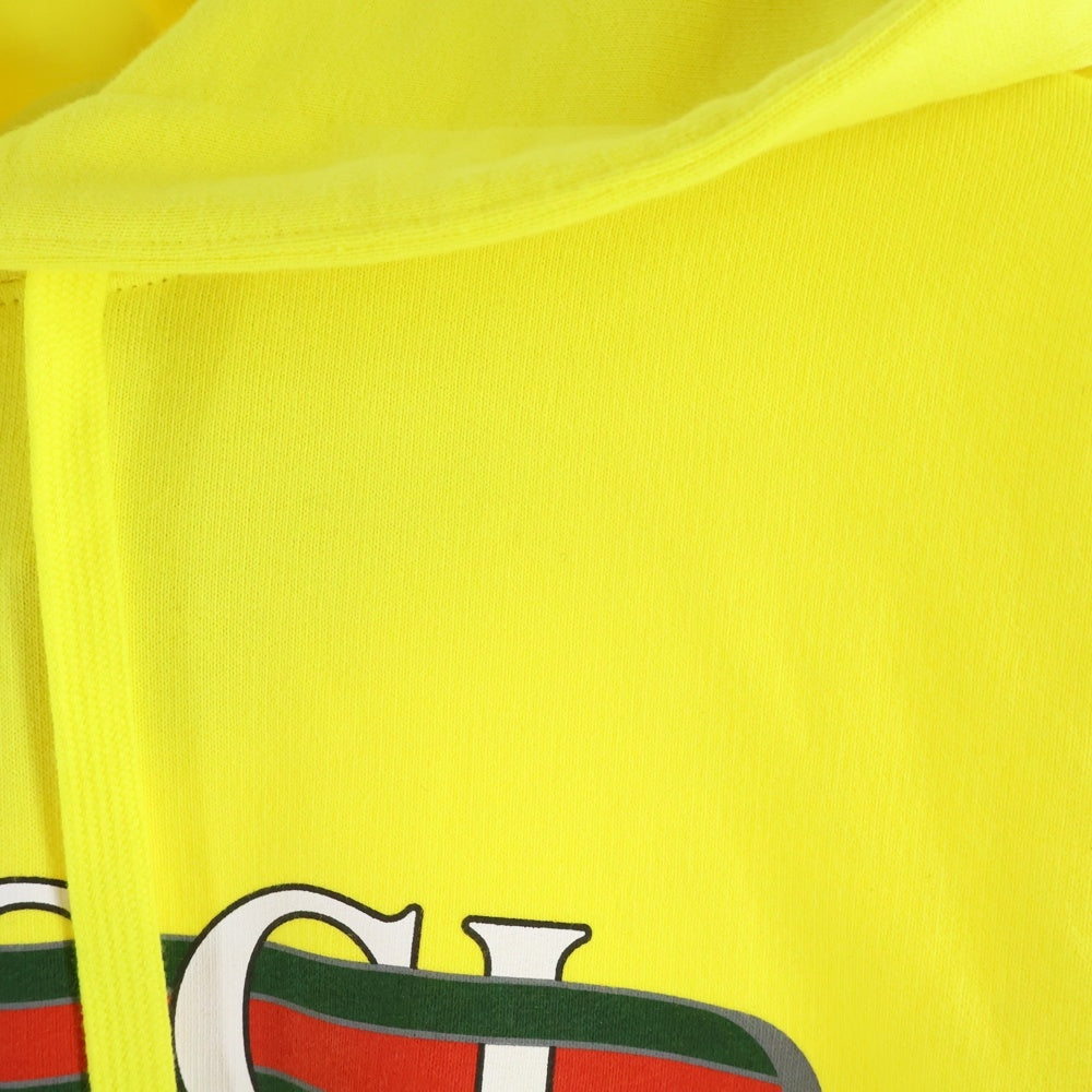 GUCCI(グッチ) Hoodie ロゴプリント プルオーバースウェットパーカー フーディー イエロー 788086 XJGKR