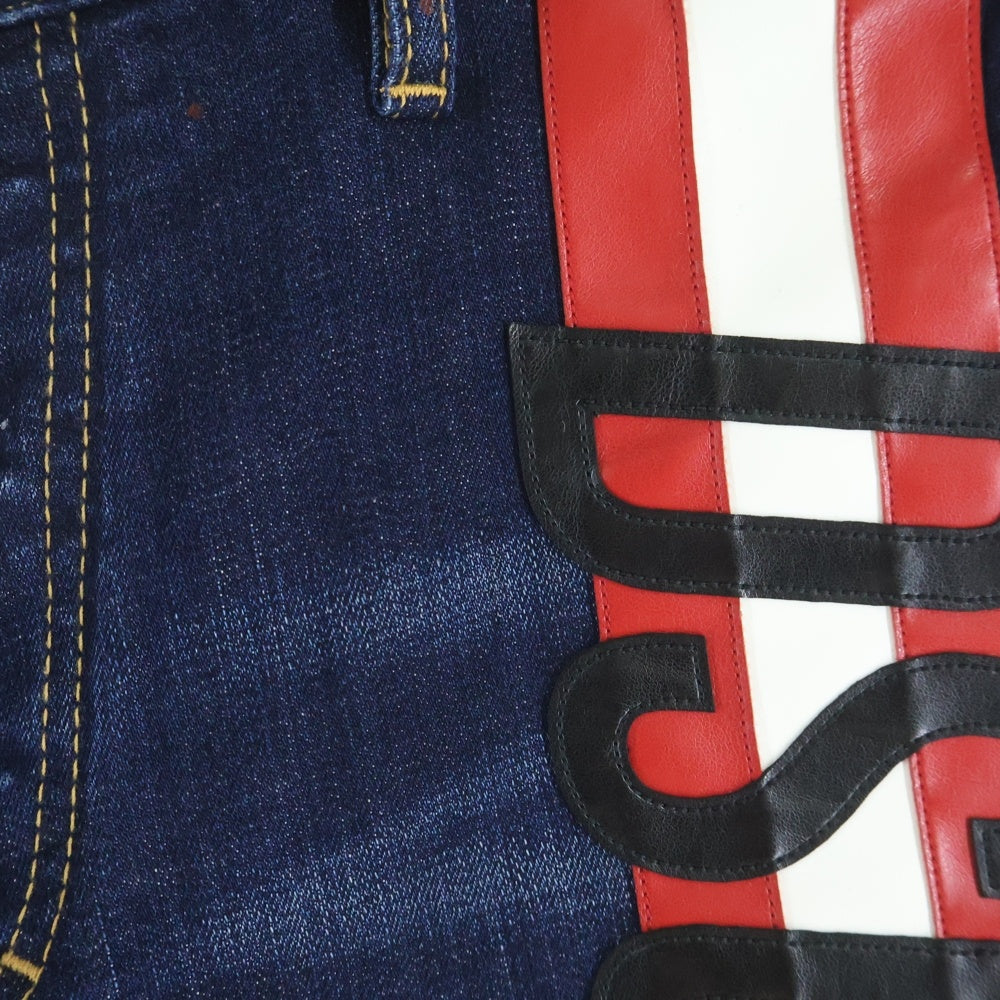 DSQUARED2(ディースクエアード) Cool Guy Jean クール ガイ レザーストライプデザイン デニムパンツ インディゴ S74LB0726 S30664
