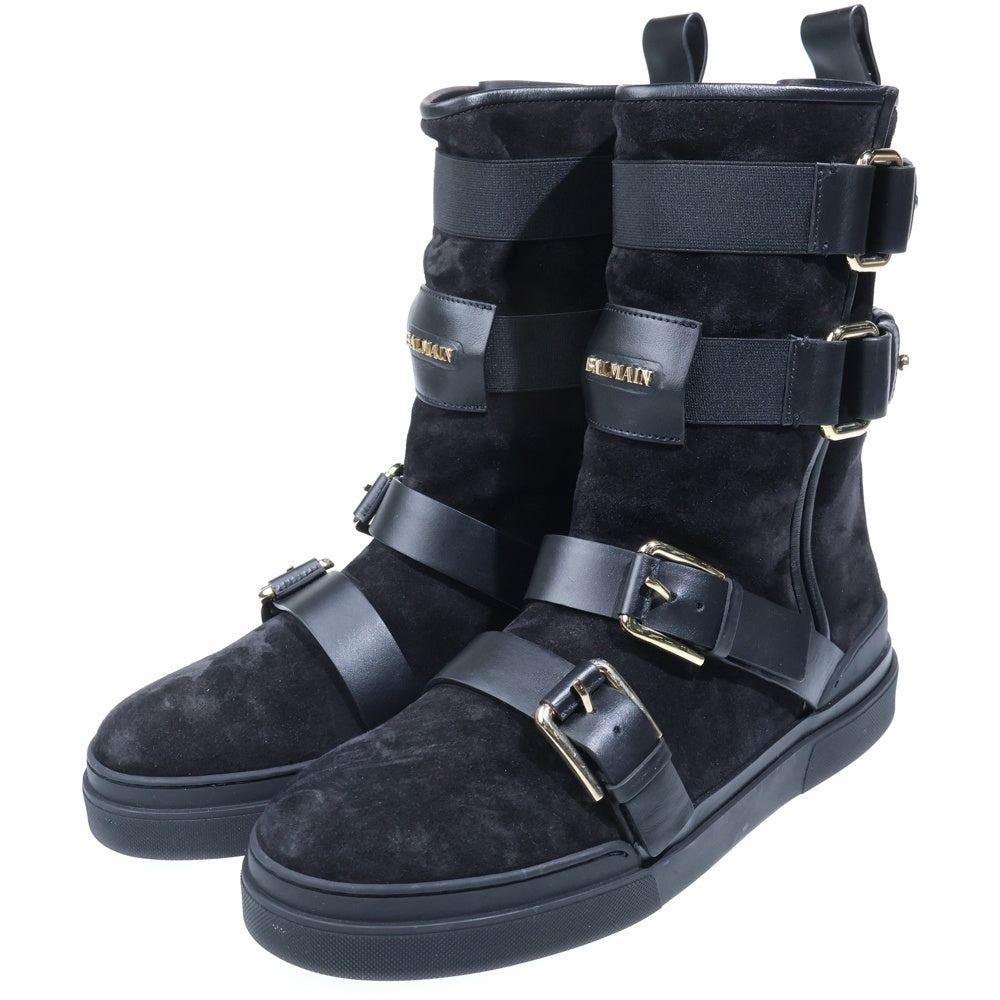 BALMAIN(バルマン) 17AW バックル付き スエード ロングブーツ ブラック W7HA312Z004
