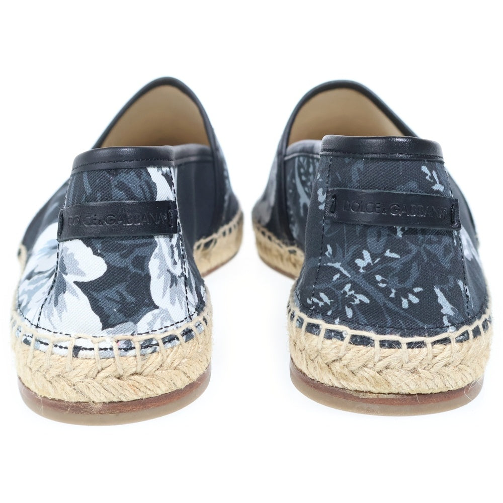 DOLCE & GABBANA(ドルチェアンドガッバーナ) ESPADRILLAS エスパドリーユ キャンバス ローズデザイン スリッポン 靴 スニーカー ブラック A50023 AR266 8Q838