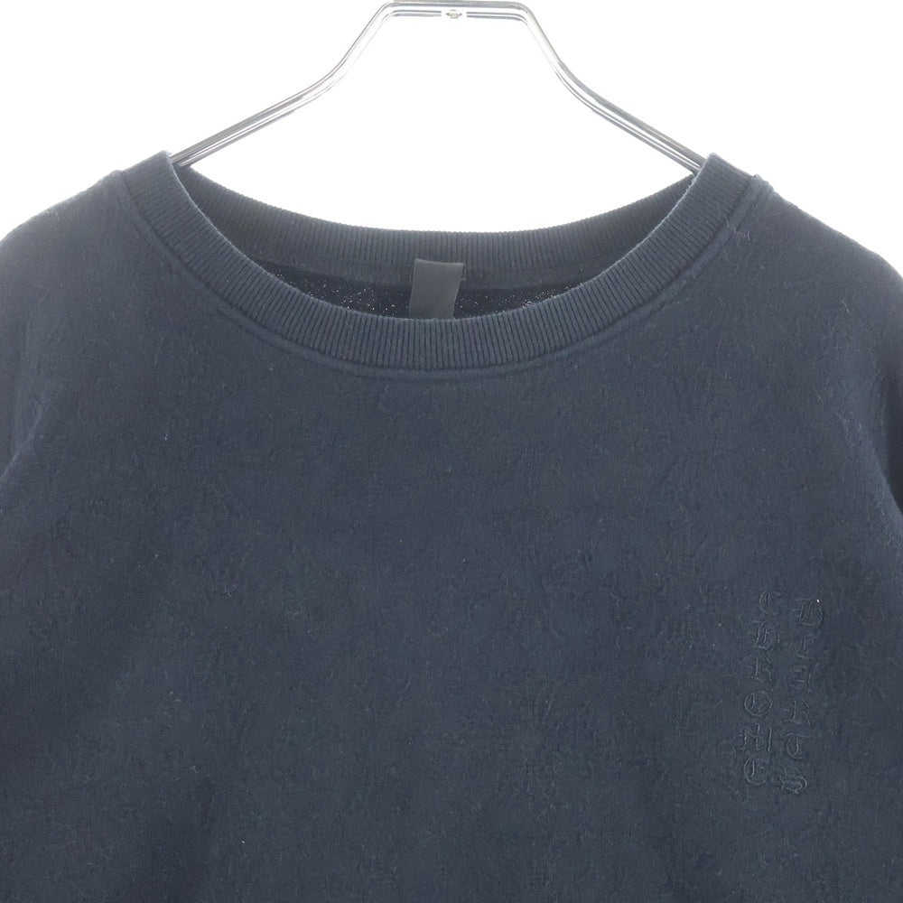 CHROME HEARTS(クロムハーツ) Y NOT Vertical Logo Embroidery CH Plus Sweat Shirt ワイノット ヴァーティカルロゴ刺繍 CHプラス総柄 スウェットシャツ ブラック