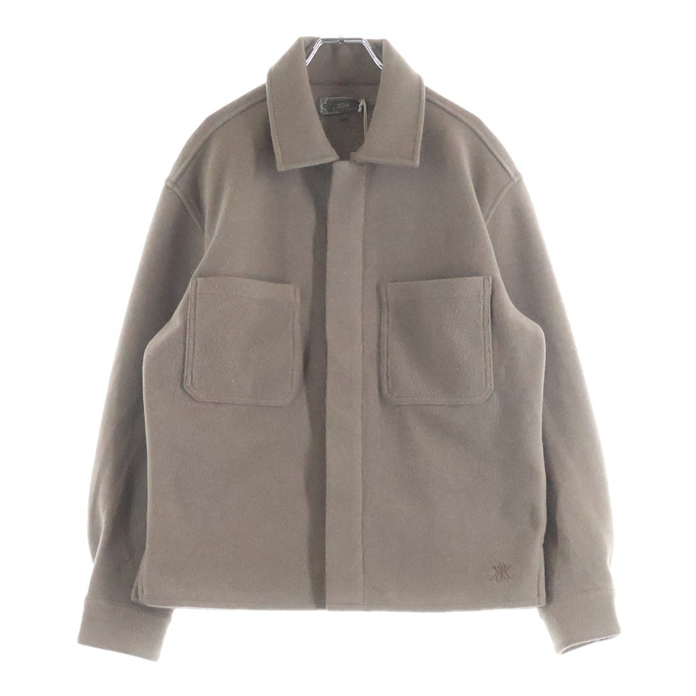 KITH(キス) 25AW Felted Jersey Ace Shirt ロゴ刺繍 フェルトジャージー ブルゾン ブラウン