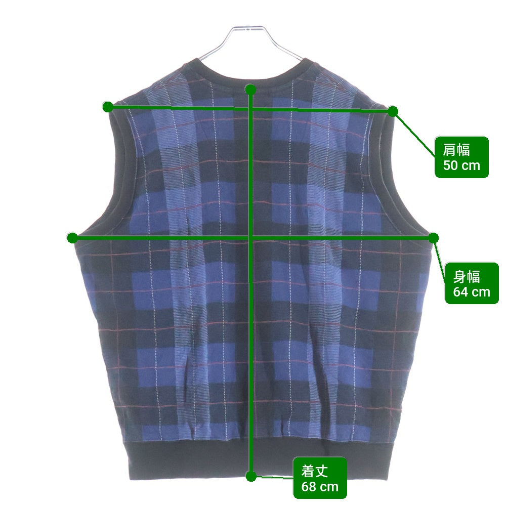 Polo GOLF Ralph Lauren(ポロゴルフラルフローレン) 90S Check Vest ロゴ刺繍 チェックベスト ブルー